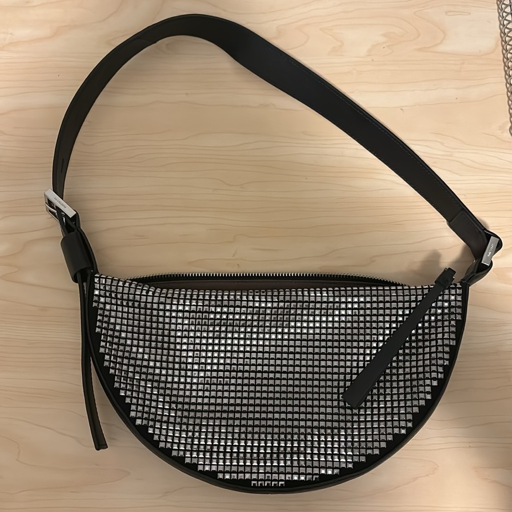 AllSaints Half Moon Pin Studded Shoulder Bag